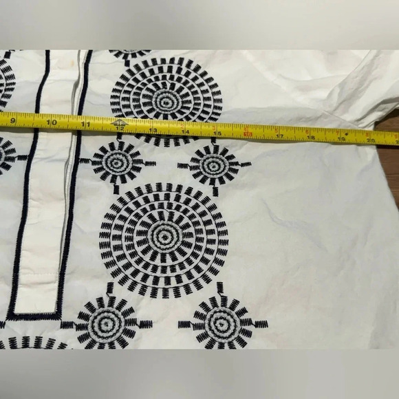 Tory Burch Aubrey Poplin Tunic Embroidered Peasant Top Blouse Ivory Size 4 - Picture 4 of 7